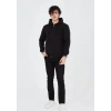 Unisex Tam Fermuarlı Kapşonlu  SweatShirt - Siyah