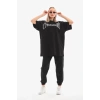 Unisex Taş Desenli Oversize T-Shirt - Beyaz