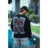 Uzun Kol Bisiklet Yaka Ön Ve Arka Baskılı SweatShirt - Siyah