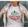 Yılbaşı Merry Christmas Miller Baskılı Oversize Bisiklet Yaka T-shirt - Beyaz