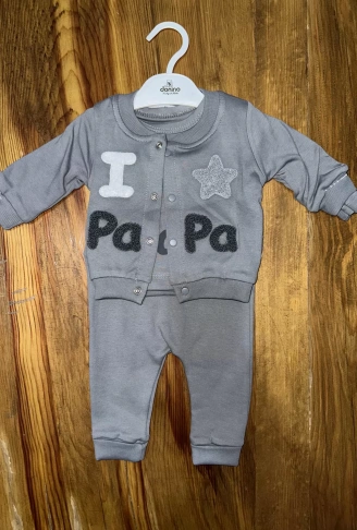 3-12 aylık üçlü kolej ceketli takım gri