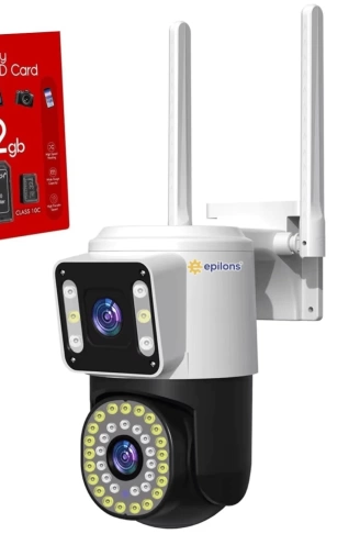 32 Gb Hafıza Kartlı 4mp Yoosee Çift Lens Ip Kamera  Wıfı Otomatik İzleme, Su Geçirmez Kablosuz Güvenlik Ev Kamerası, Renkli Gece Görüş (  )