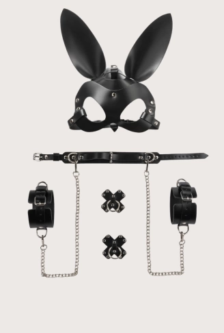 5li Fantezi Harness Deri Set Özel Tasarım Premium Model Siyah 800718S
