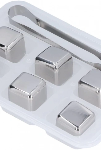 6lı Çelik Metal Kaplama Viski Taşı Soğutma Buz Küpü (  )