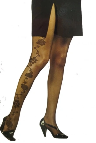 Bali Bayan Desenli Külotlu Çorap Manolya Siyah 2