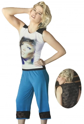 Berrak Kadın Yüz Baskılı Kapri Takım 2678