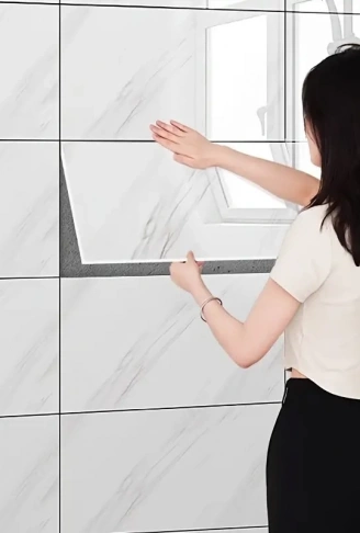 Beyaz Mermer Desenli Alüminyum Plastik Duvar Sticker (  )