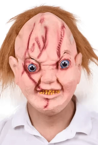 Çaki Maskesi Kahverengi Saçlı Lateks Et Chucky Çaki Maskesi