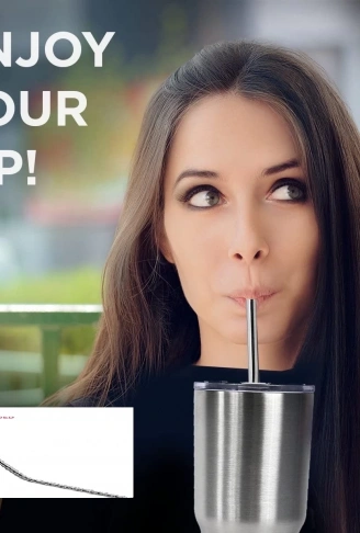 Çelik Pipet Paslanmaz Çelik Metal Meşrubat Pipeti Ve Pipet Temizleme Fırçası Seti 5 Parça (  )