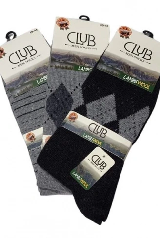 Club Lamswool Yün Erkek Kışlık Çorap 3 Adet