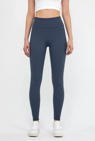 Derya Kurşun Lacivert Yüksek Bel Fitilli Tayt 0608