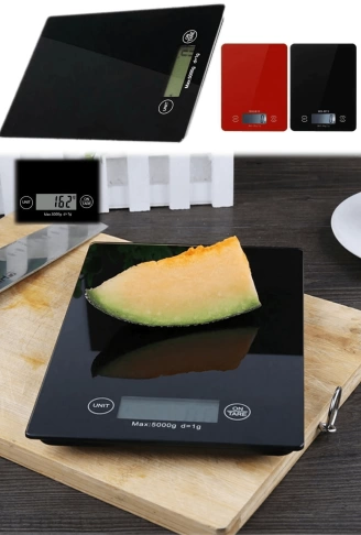 Dijital Mutfak Tartısı  5 Kg Kapasite, 1 Gram Hassasiyet, Şık Siyah Cam Tasarım (  )