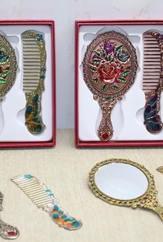 Gül Tasarimi Ayna Ve Tarak Seti Küçük Boy Alk4986 (  )