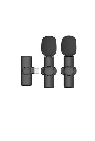 Kablosuz Yaka Mikrofonu Typc 2’li Mini Mikrofon