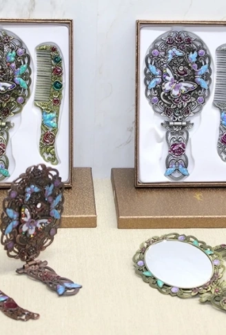 Kelebek Katlanabilir Ayna Ve Tarak Seti Büyük Boy Alk4981 (  )