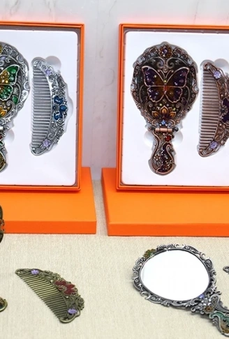 Kelebek Katlanabilir Ayna Ve Tarak Seti Orta Boy Alk4985 (  )