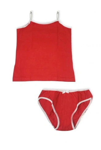 Kız Çocuk Askılı Atlet Takımı Kırmızı 2544