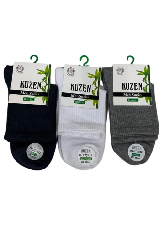 Kuzen Dikişsiz Yarım Konç Bambu Erkek Çorap 3 Adet