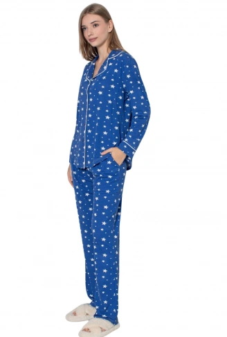 LİMİSSİ DESENLİ PAMUK VİSKON PİJAMA TAKIMI