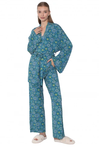 LİMİSSİ VİSKON DESENLİ PİJAMA YAKIMI