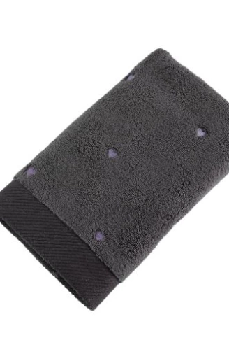 Lubow Love Koyu Gri Lila Nakışlı 50x90 6lı Havlu Seti