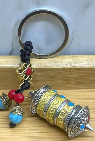 Metal Tibet Dua Çarkı Anahtarlık Alk4462