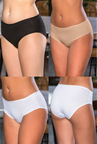 PAMUKLU YÜKSEK BEL SLİP KÜLOT (KARIŞIK) SİYAH-BEYAZ-TEN (MGP2966)