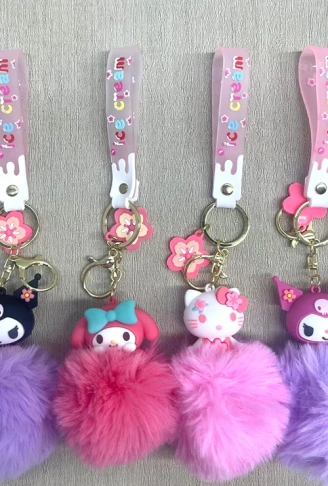 Ponponlu Kuromi Ve Hello Kitty Anahtarlık Alk4246