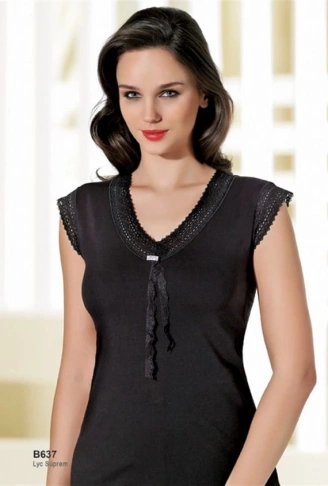 Şahinler Dantelli Taşlı Yarım Kol Atlet B637