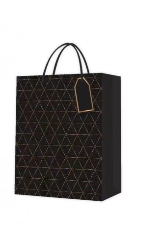 Siyah Desenli Büyük Boy Karton Çanta (  )