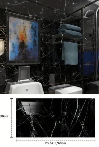 Siyah Mermer Desenli Alüminyum Plastik Duvar Sticker (  )