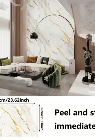 Vinil Beyaz Mermer Desenli Alüminyum Plastik Duvar Sticker (  )