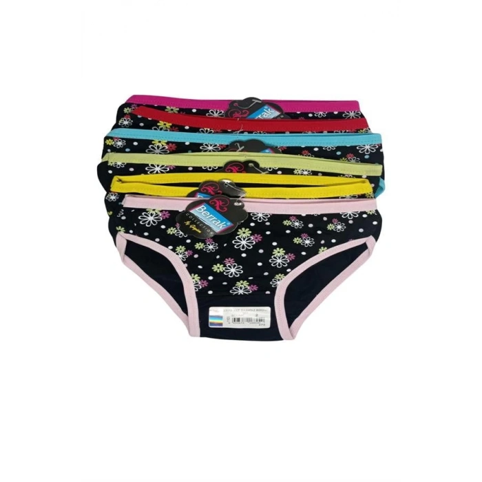 2578 Berrak Baskılı Siyah Kız Çocuk Külotu 1-2 yaş