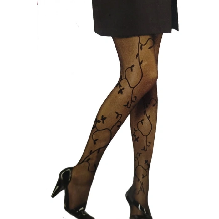 Bali Bayan Desenli Külotlu Çorap Funda Siyah 2