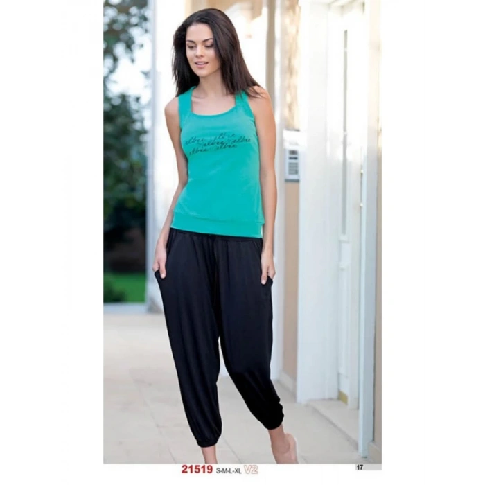 Bayan Yazlık Poly Şalvarlı Pijama 21519