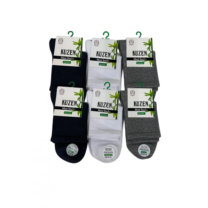 Kuzen Dikişsiz Yarım Konç Bambu Erkek Çorap 6 Adet
