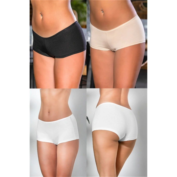 PAMUKLU BOXER KÜLOT (KARIŞIK) SİYAH-BEYAZ-TEN (MGP2963)