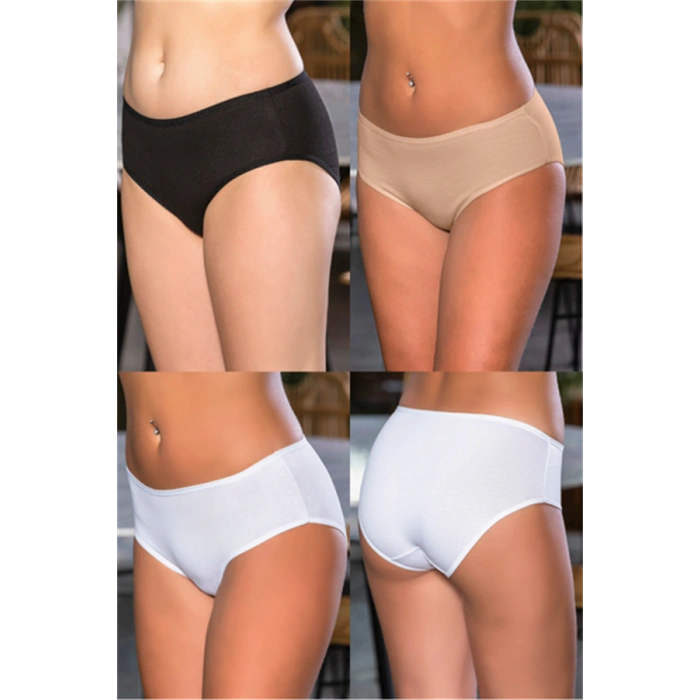 PAMUKLU YÜKSEK BEL SLİP KÜLOT (KARIŞIK) SİYAH-BEYAZ-TEN (MGP2966)