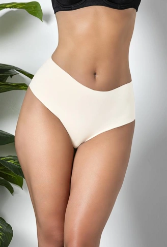 3'LÜ PAKET DİKİŞSİZ, İZ YAPMAZ, LAZER KESİM, YÜKSEK BEL SLİP KÜLOT EKRU (MGP21263)