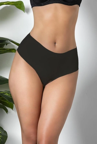 3'LÜ PAKET DİKİŞSİZ, İZ YAPMAZ, LAZER KESİM, YÜKSEK BEL SLİP KÜLOT SİYAH (MGP21263)