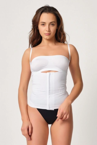 BEYAZ MI Emay 2030 Agraflı Göğsü Açık Atlet Korse