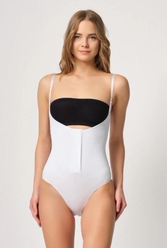 BEYAZ MI Emay 2043 Göğsü Açık Agraflı Body Korse