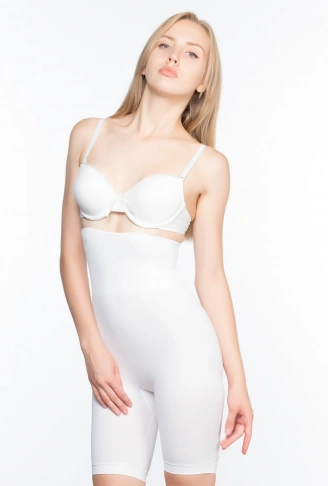 BEYAZ MI Emay 2074 Yüksek Bel Desenli Double Uzun Paça Korse