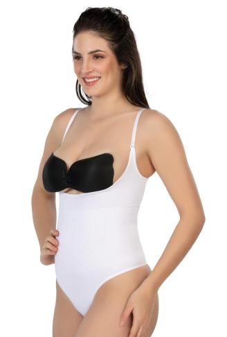 BEYAZ MI Emay 2076 Göğüsü Açık String Body Korse