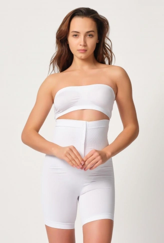 BEYAZ MI Emay 2087 Önden Agraflı Paçalı Korse