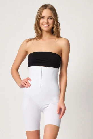 BEYAZ MI Emay 2832 Yüksek Bel Balen Destekli Agraflı Lazer Korse