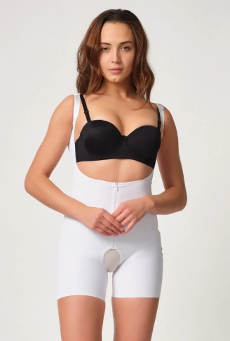 BEYAZ MI Emay 2834 Göğsü Açık Ferumalı Tül Popo Boy Lazer Korse