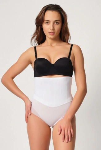 BEYAZ MI Emay 2945 Tül Karyokalı Slip Lazer Korse