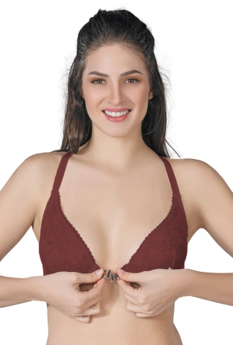 BORDO MI Emay 187 B Önden Açılır Balenli Sporcu Sütyen