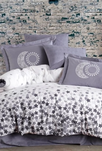 Çift Kişilik Poplin Nev Stars Gri